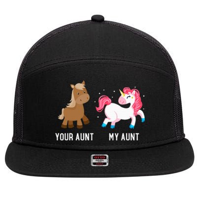 Your Aunt Vs My Aunt Magical Unicorn Awesome Crazy Auntie 7 Panel Mesh Trucker Snapback Hat