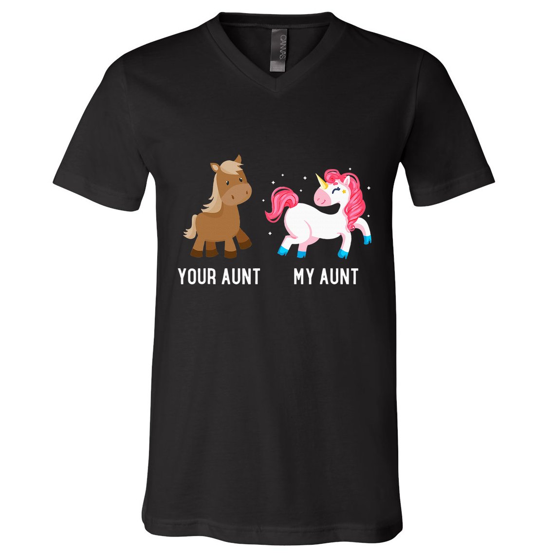 Your Aunt Vs My Aunt Magical Unicorn Awesome Crazy Auntie V-Neck T-Shirt