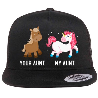 Your Aunt Vs My Aunt Magical Unicorn Awesome Crazy Auntie Flat Bill Trucker Hat