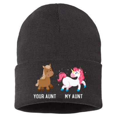 Your Aunt Vs My Aunt Magical Unicorn Awesome Crazy Auntie Sustainable Knit Beanie