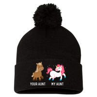 Your Aunt Vs My Aunt Magical Unicorn Awesome Crazy Auntie Pom Pom 12in Knit Beanie