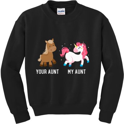 Your Aunt Vs My Aunt Magical Unicorn Awesome Crazy Auntie Kids Sweatshirt