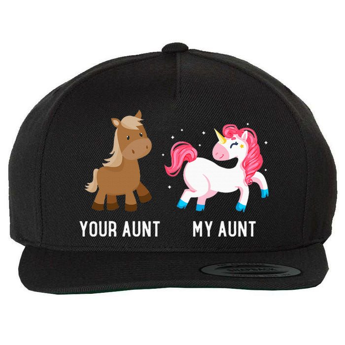 Your Aunt Vs My Aunt Magical Unicorn Awesome Crazy Auntie Wool Snapback Cap