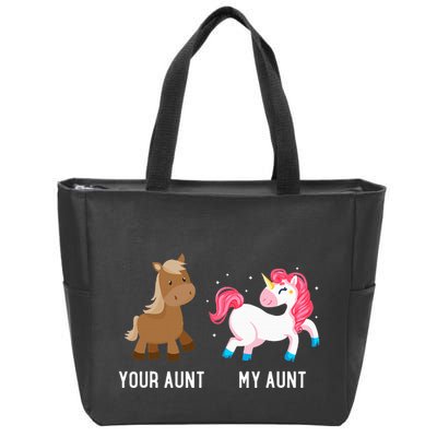 Your Aunt Vs My Aunt Magical Unicorn Awesome Crazy Auntie Zip Tote Bag