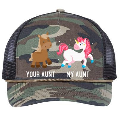 Your Aunt Vs My Aunt Magical Unicorn Awesome Crazy Auntie Retro Rope Trucker Hat Cap