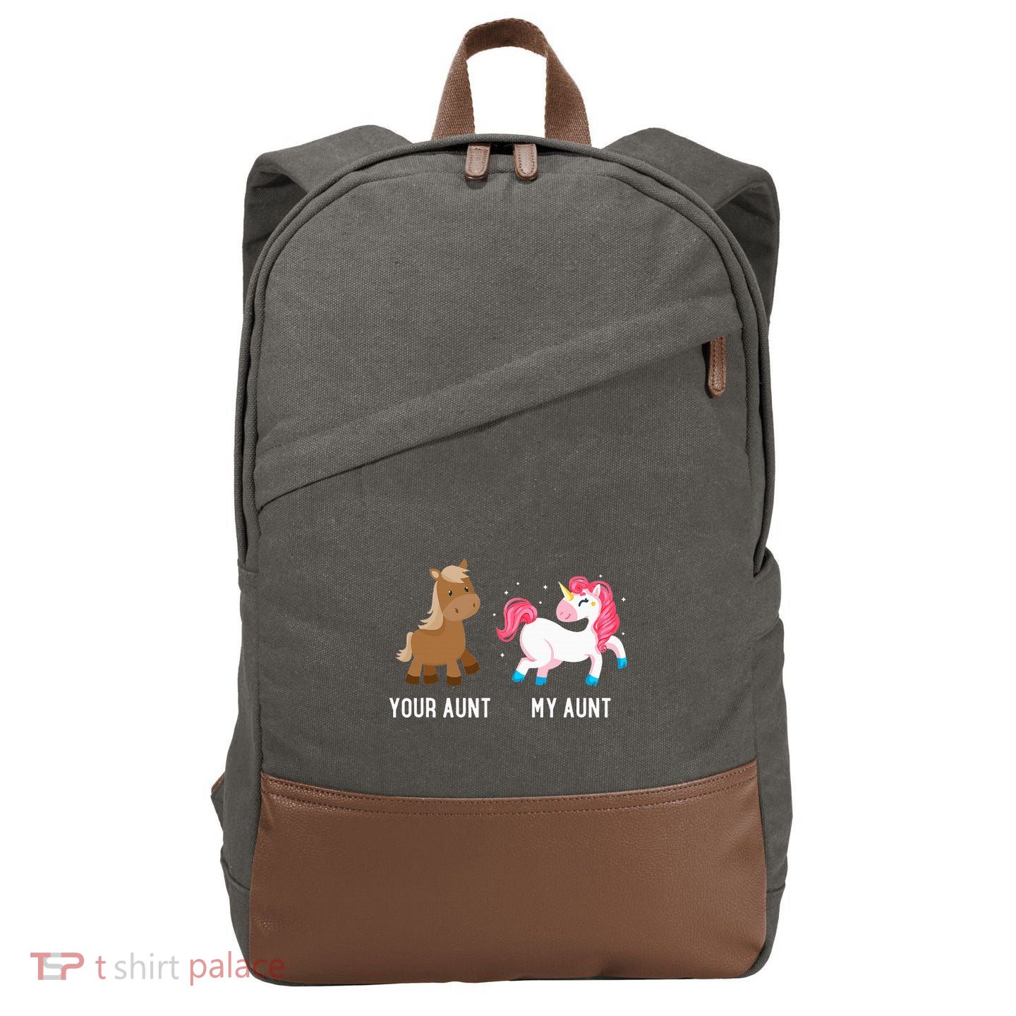 Your Aunt Vs My Aunt Magical Unicorn Awesome Crazy Auntie Cotton Canvas Backpack