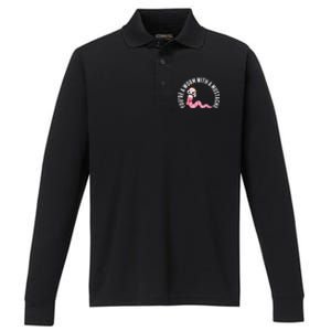 Youre A Worm With A Mustache Performance Long Sleeve Polo