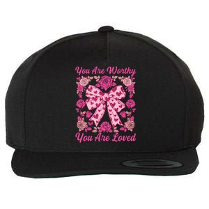 You Are Worthy Loved Boho ValentineS Day Heart Coquette Bow Cute Gift Wool Snapback Cap