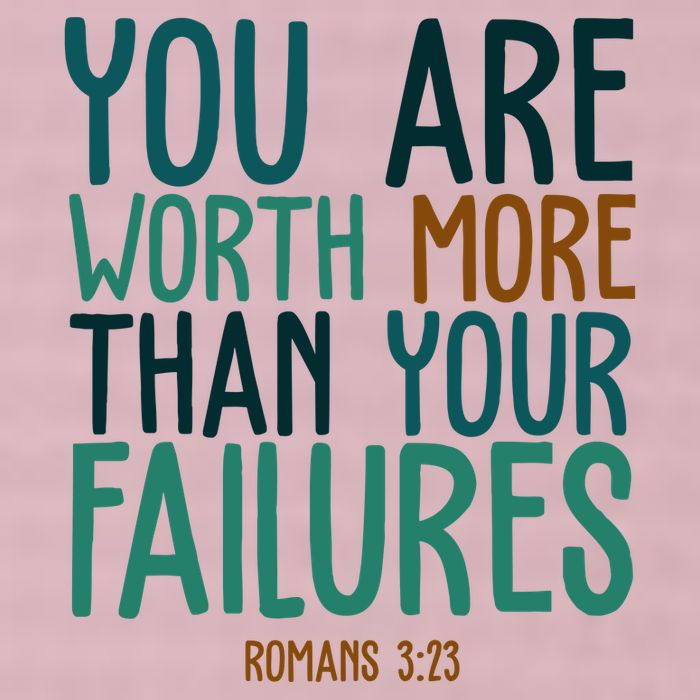 You Are Worth More Than Your Failures Romans 323 25L Jumbo Tote