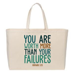 You Are Worth More Than Your Failures Romans 323 Cotton Canvas Jumbo Tote