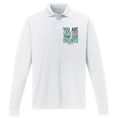 You Are Worth More Than Your Failures Romans 323 Performance Long Sleeve Polo