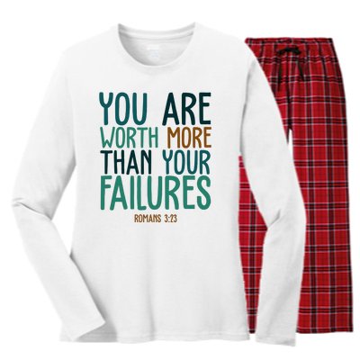 You Are Worth More Than Your Failures Romans 323 Women's Long Sleeve Flannel Pajama Set 