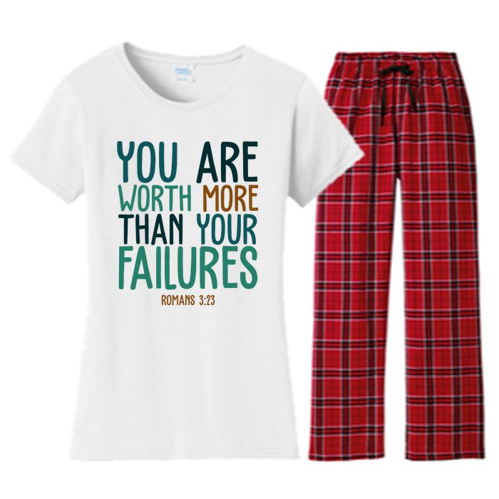 You Are Worth More Than Your Failures Romans 323 Women's Flannel Pajama Set