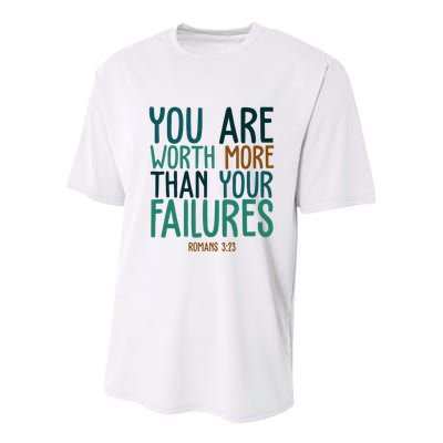 You Are Worth More Than Your Failures Romans 323 Youth Performance Sprint T-Shirt