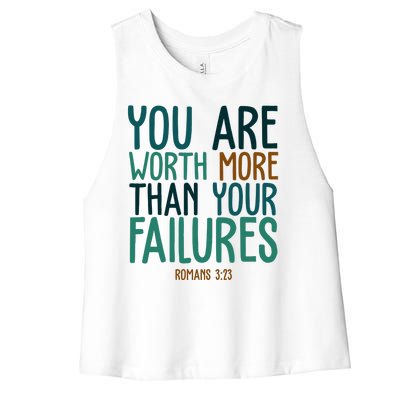 You Are Worth More Than Your Failures Romans 323 Women's Racerback Cropped Tank