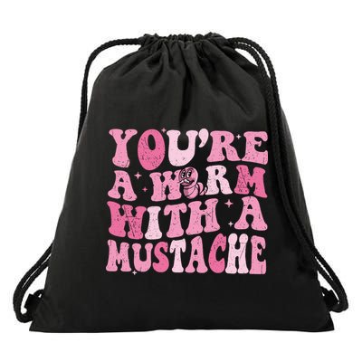 Youre A Worm With A Mustache James Tom Ariana Reality Drawstring Bag