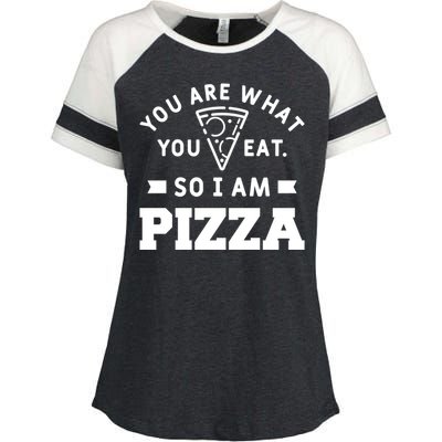 You Are What You Eat So I Am Pizza Funny Fast Food Great Gift Enza Ladies Jersey Colorblock Tee