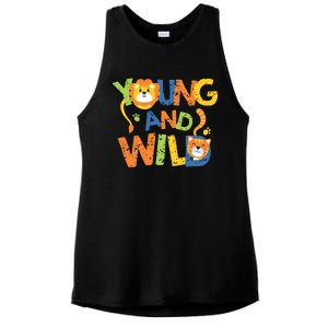 Young And Wild Typography Cute Animal Ladies PosiCharge Tri-Blend Wicking Tank