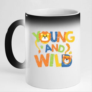 Young And Wild Typography Cute Animal 11oz Black Color Changing Mug