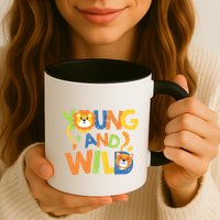 Young And Wild Typography Cute Animal Mug