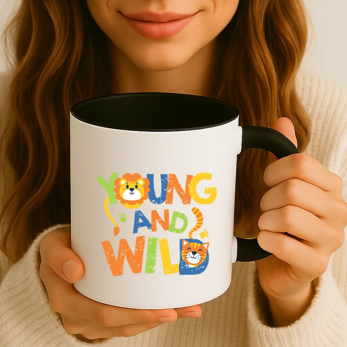 Young And Wild Typography Cute Animal Mug