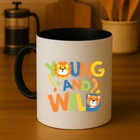 Young And Wild Typography Cute Animal Mug