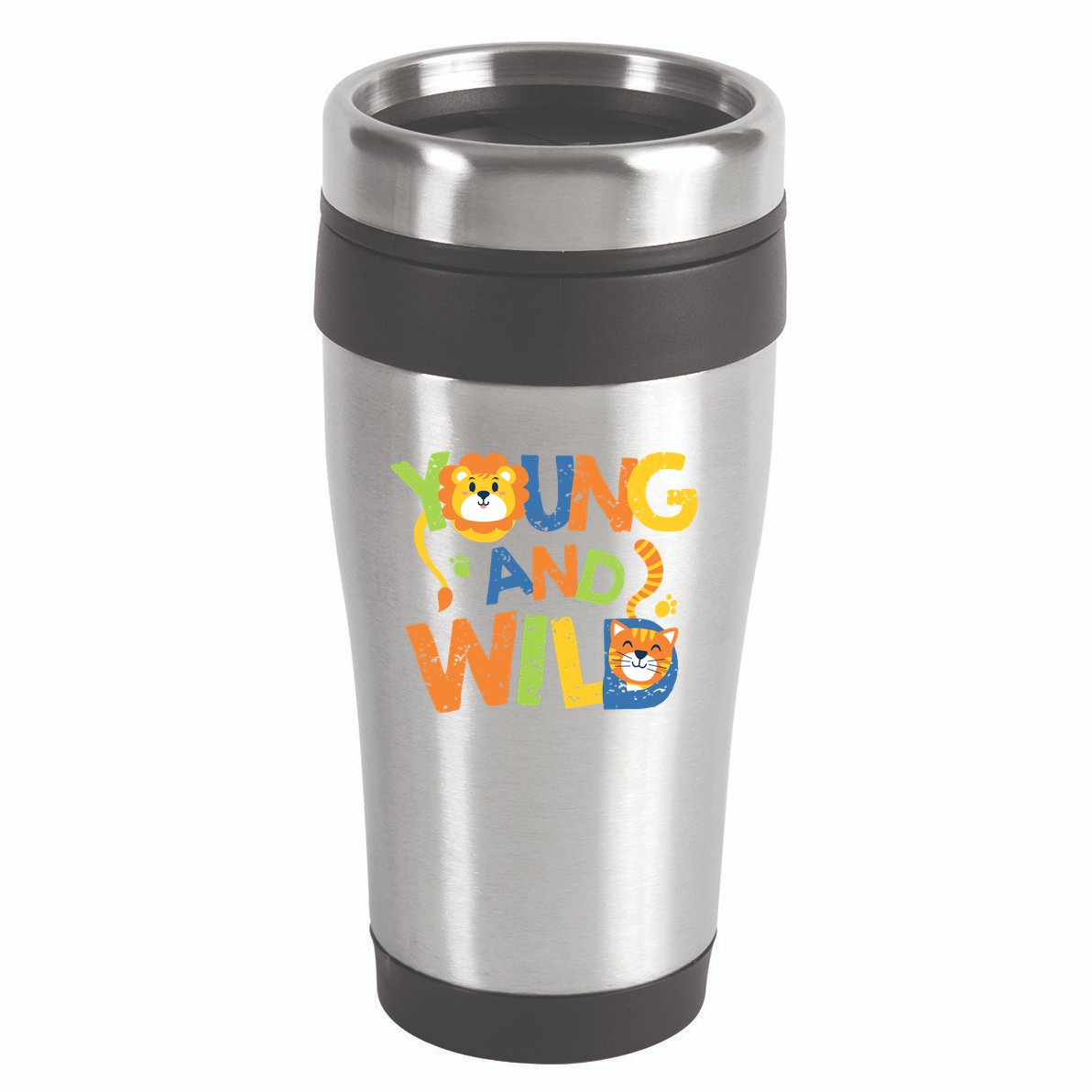 Young And Wild Typography Cute Animal 16oz Travel Tumbler