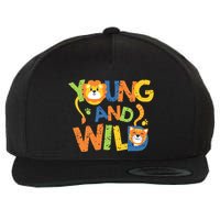 Young And Wild Typography Cute Animal Wool Snapback Cap