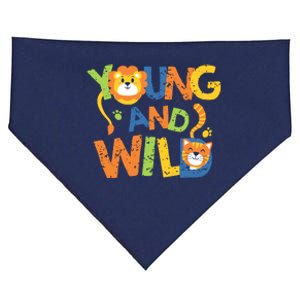 Young And Wild Typography Cute Animal USA-Made Doggie Bandana