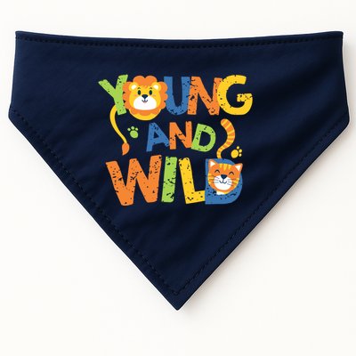Young And Wild Typography Cute Animal USA-Made Doggie Bandana