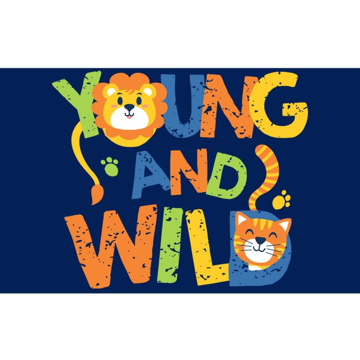 Young And Wild Typography Cute Animal Bumper Sticker