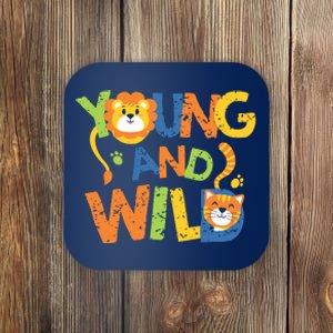 Young And Wild Typography Cute Animal Coaster