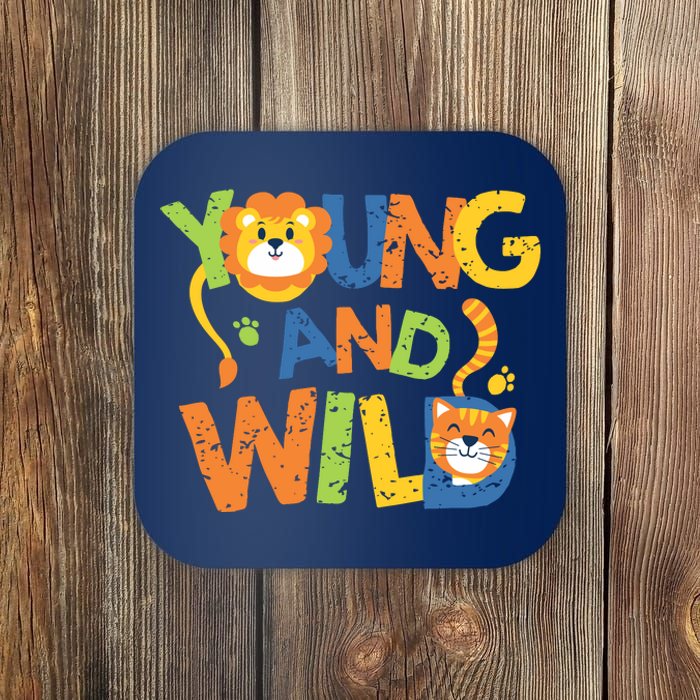 Young And Wild Typography Cute Animal Coaster