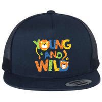 Young And Wild Typography Cute Animal Flatbill Hat