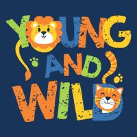 Young And Wild Typography Cute Animal Flatbill Hat
