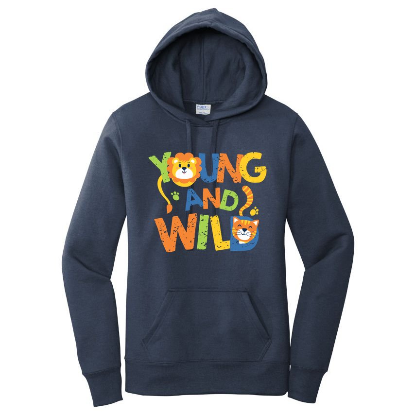 Young And Wild Typography Cute Animal Women's Pullover Hoodie
