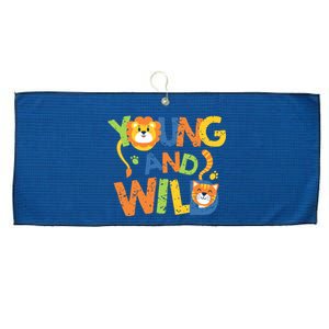 Young And Wild Typography Cute Animal Large Microfiber Waffle Golf Towel