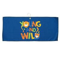 Young And Wild Typography Cute Animal Large Microfiber Waffle Golf Towel