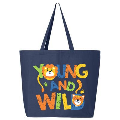 Young And Wild Typography Cute Animal 25L Jumbo Tote