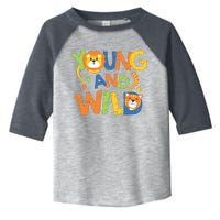 Young And Wild Typography Cute Animal Toddler Fine Jersey T-Shirt