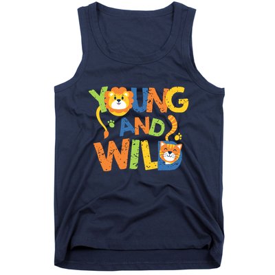 Young And Wild Typography Cute Animal Tank Top