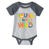 Young And Wild Typography Cute Animal Infant Baby Jersey Bodysuit