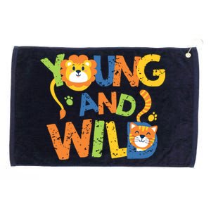 Young And Wild Typography Cute Animal Grommeted Golf Towel