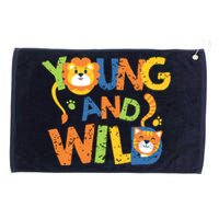 Young And Wild Typography Cute Animal Grommeted Golf Towel