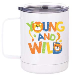 Young And Wild Typography Cute Animal 12 oz Stainless Steel Tumbler Cup