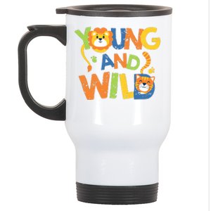 Young And Wild Typography Cute Animal Stainless Steel Travel Mug