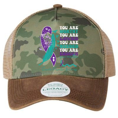 You Are Worthy You Are Loved Suicide Prevention Quote Legacy Tie Dye Trucker Hat