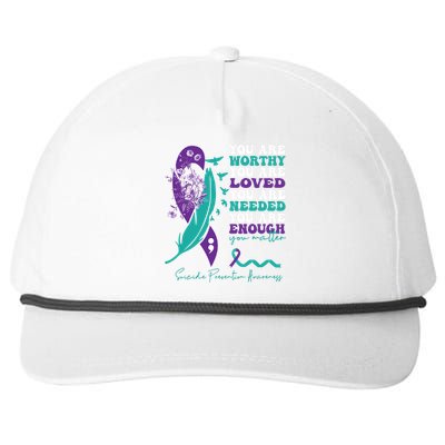 You Are Worthy You Are Loved Suicide Prevention Quote Snapback Five-Panel Rope Hat