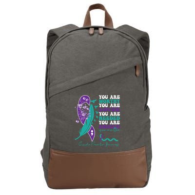 You Are Worthy You Are Loved Suicide Prevention Quote Cotton Canvas Backpack