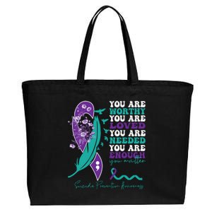 You Are Worthy You Are Loved Suicide Prevention Quote Cotton Canvas Jumbo Tote